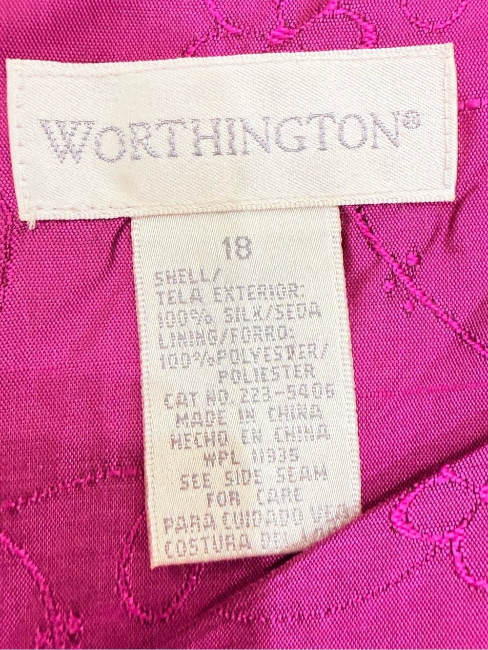 Fuchsia Silk Embroidered Dress Floral Cocktail Wedding Guest Dress Size 18 - Picture 5 of 10